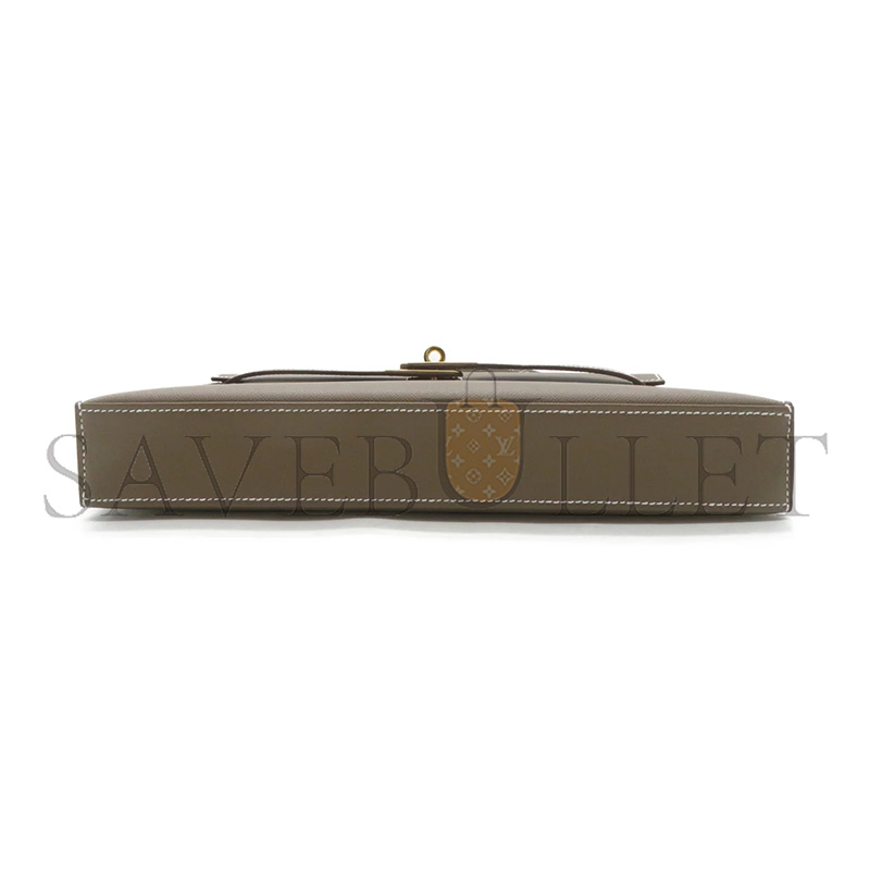 H**mes master madame calf leather kelly elan etoupe elephant grey gold buckle (27.5*15*5cm)